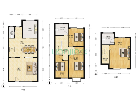 大华锦绣华城(十九街区)(别墅) 4室2厅3卫 183平方