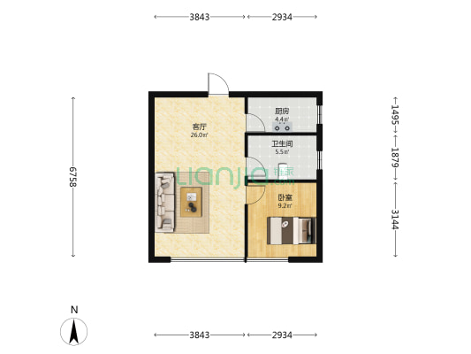 美的悦然里 1室1厅1卫 71平方