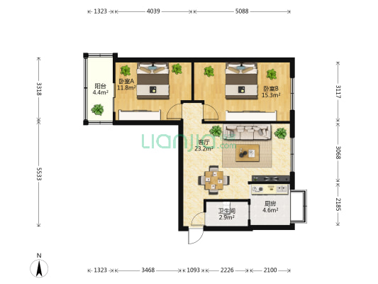 靖国新村 2室1厅1卫 70平方