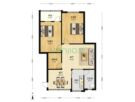 相府路13号 2室2厅1卫 96平方