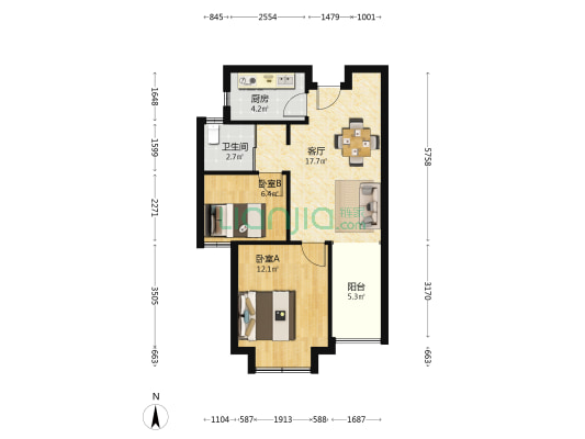 湖滨雅居 2室1厅1卫 62平方
