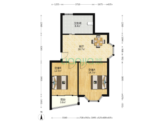 枫林苑 2室1厅1卫 73平方
