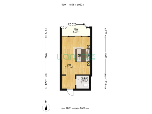 兴华路117号 1室0厅1卫 36平方