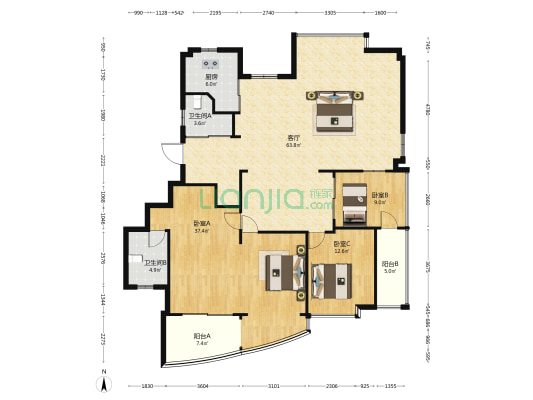 万康锦绣城 3室1厅2卫 178平方