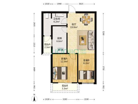 金河名都 2室1厅1卫 77平方