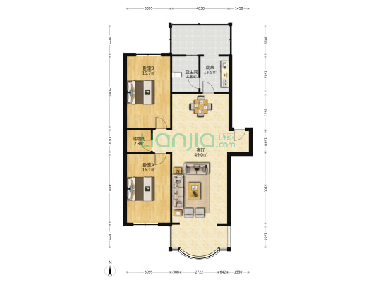 大格北区 2室1厅1卫 122平方