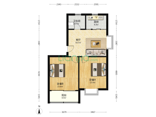 钻石家园西区 2室1厅1卫 138平方