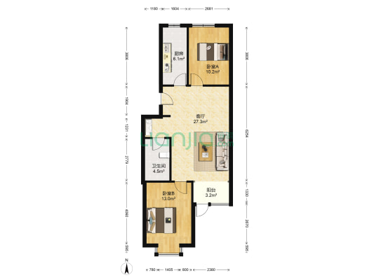 安平启城 2室1厅1卫 83平方