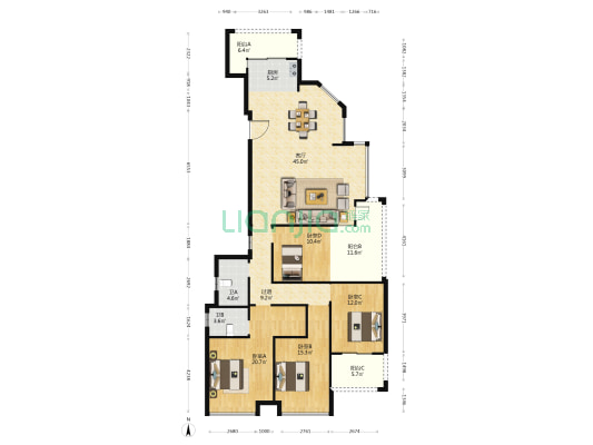 中信凯旋蓝岸C区 4室1厅2卫 163平方