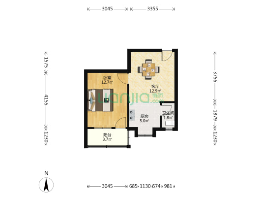江南会馆 1室1厅1卫 43平方