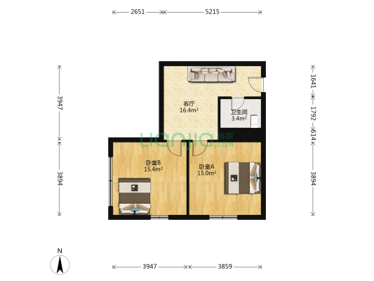 塘南路 2室1厅1卫 65平方