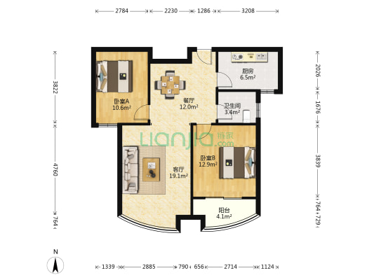 七星聖景園 2室2厅1卫 85平方