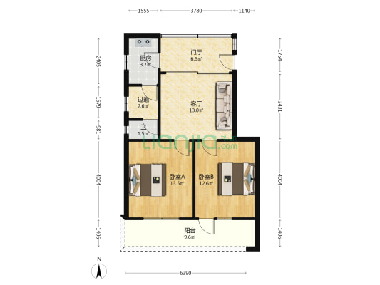 桂湖东路二巷23号 2室1厅1卫 66平方