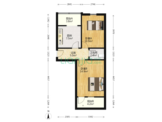 金岭路 2室0厅1卫 64平方