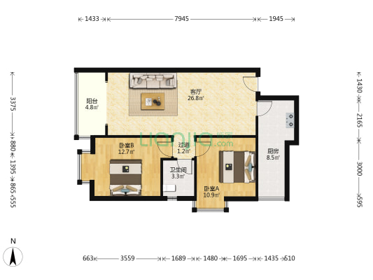田野玉竹小区 2室1厅1卫 83平方