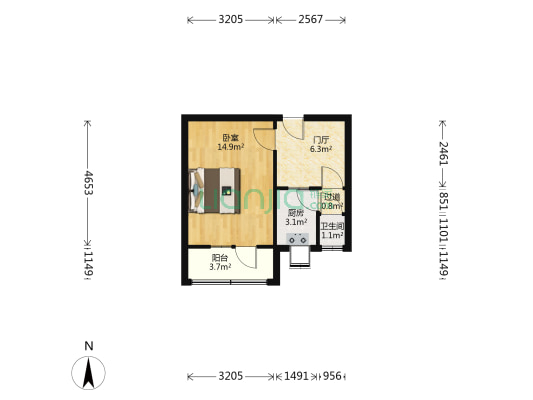 迎春里 1室0厅1卫 36平方