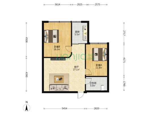 霞山公寓 2室1厅1卫 83平方