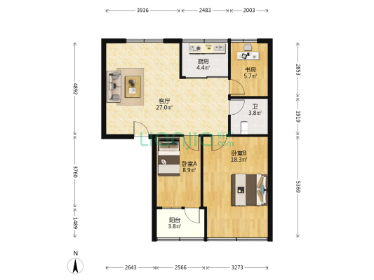 兰台里41号 3室1厅1卫 89平方