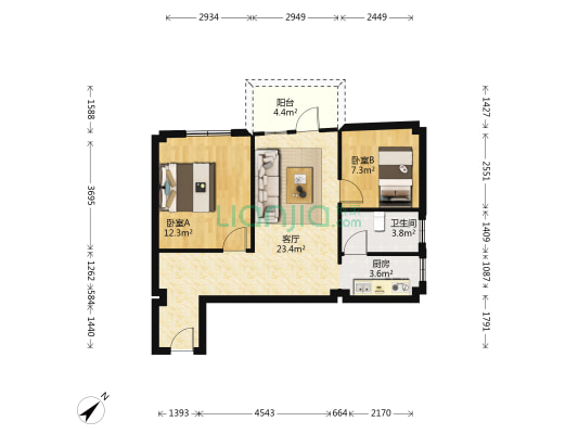 海傍居 2室1厅1卫 67平方