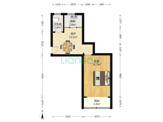 止马营 1室1厅1卫 42平方