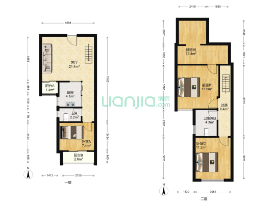 巴厘公馆 3室1厅2卫 56平方