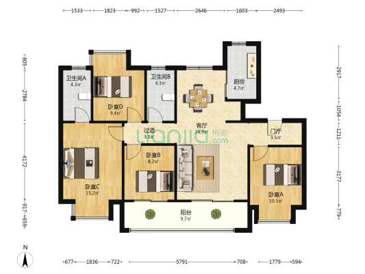 煌盛熙岸大境 4室1厅2卫 116平方