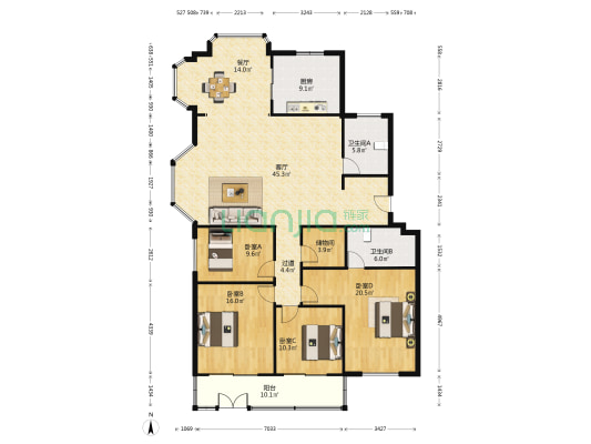 晏园 4室2厅2卫 170平方