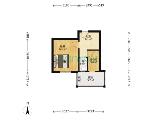 烟厂后街109号 1室0厅1卫 35平方