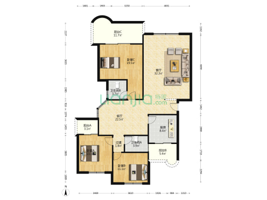 黄连桥派出所干警住宅 3室2厅2卫 156平方