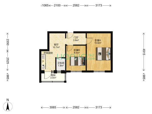 右安门内西街甲10号院 2室1厅1卫 55平方
