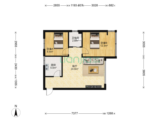 高攀路18号 2室1厅1卫 66平方