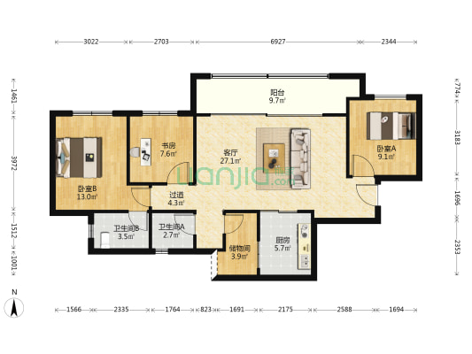 绿地重庆城际空间站 3室1厅2卫 100平方