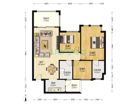 保利·童心缘 3室1厅2卫 90平方