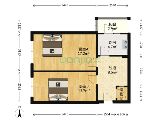 五爱社区 2室0厅0卫 62平方