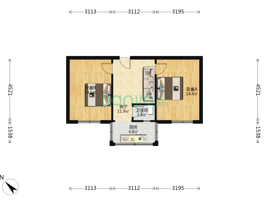 蜀光路8号 2室1厅1卫 56平方