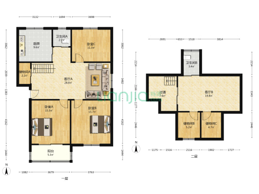 锦绣花园 3室2厅2卫 139平方