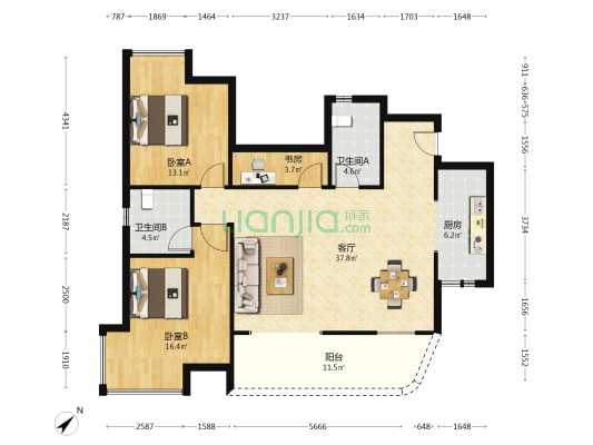 蓝剑盛世澜庭 3室1厅2卫 116平方