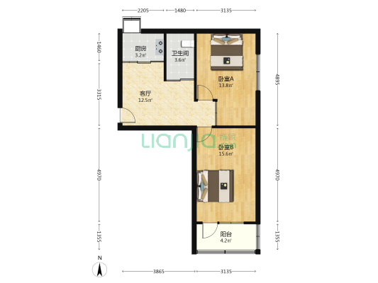 市工会宿舍 2室1厅1卫 68平方