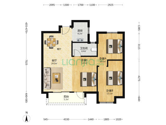 武汉城建华发时光 3室1厅1卫 99平方