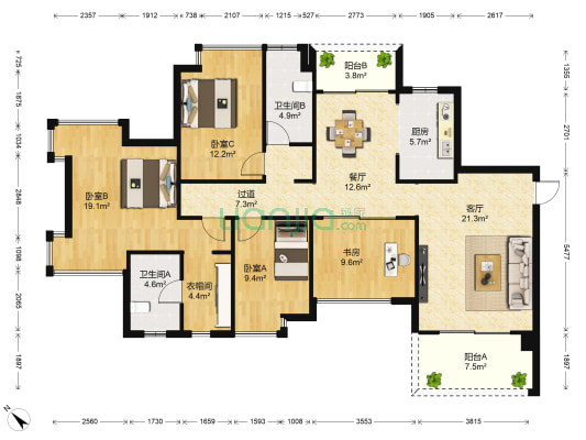 华发国宾壹号 4室2厅2卫 141平方