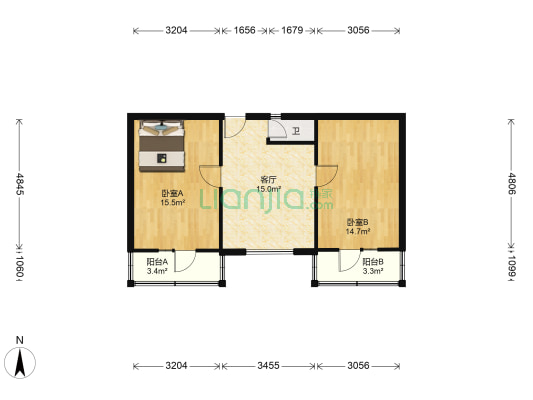 联盟里 2室1厅1卫 68平方