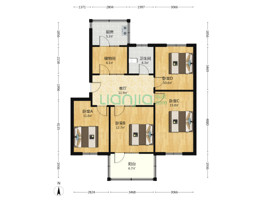 中电四宿舍中山路 4室1厅1卫 96平方