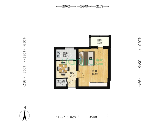 铁路家属楼 1室1厅1卫 40平方