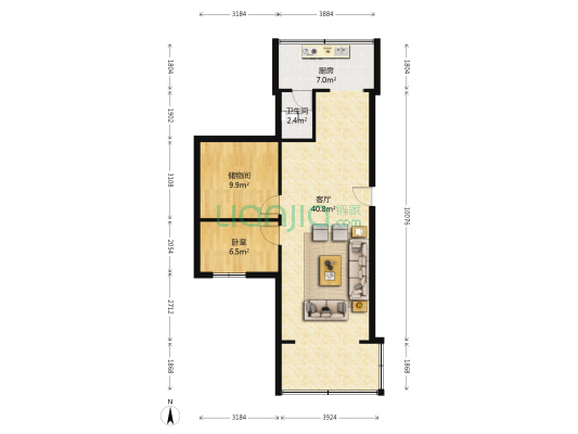 林园小区 1室1厅1卫 97平方