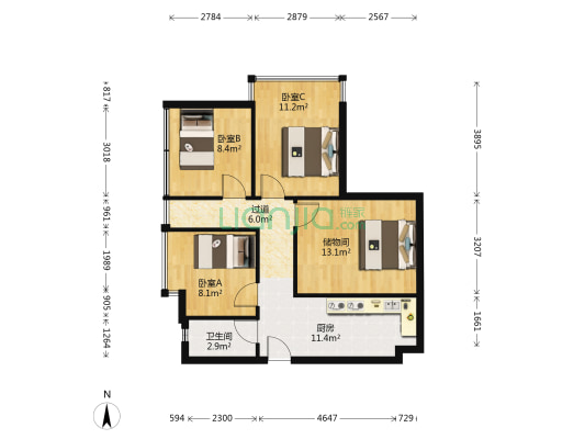 和思V时代 3室0厅1卫 76平方