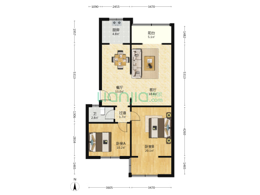 瑞园路2号 2室2厅1卫 85平方