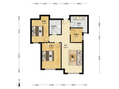大两居 B户型 满二 带装修 次卧大窗 可3居可2居-涿州鸿坤理想湾北区户型图