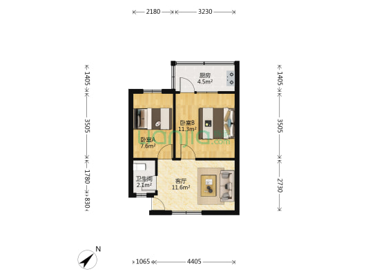环城北一路7号 2室1厅1卫 45平方