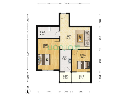 珠峰南里 2室1厅1卫 77平方
