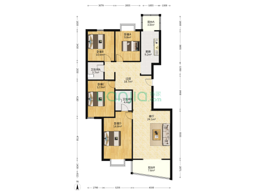 优山美地 4室1厅2卫 159平方